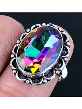 Mystic Topaz Gemstone 925 Sterling Silver Handmade Ring